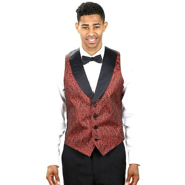 Mens Metallic Tuxedo Vest with Black Lapel and Black Bow Tie Set Mens Metallic Tuxedo Vest with Black Lapel and Black Bow Tie Set